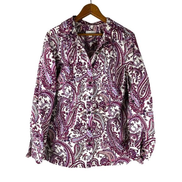 Charter Club Paisley Button Down Blouse, Women's Size 16W - Picture 7 of 11